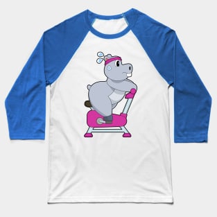 Hippo Spinning Bike Baseball T-Shirt